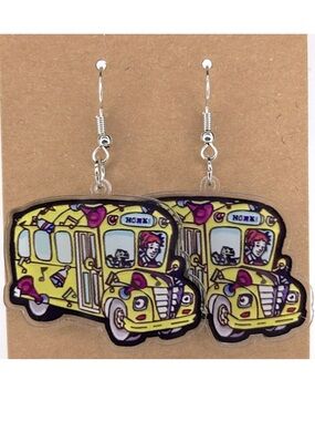 Acrylic Mrs.Frizzle Magic School Bus  Teacher Dangle Earrings Fashion Jewelry